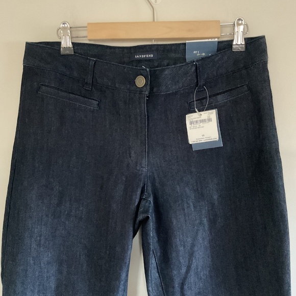 NWT Lands End Women Ankle Denim Pants Jeans Rinsed Deep Indigo Sz 10 Fit 1 Blue - Picture 3 of 12
